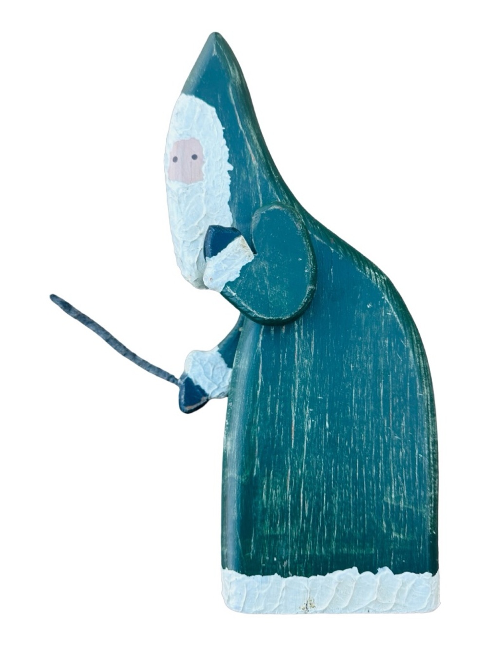 Vintage Handcrafted Wooden Santa Claus Figure 11” Christmas Folk Art Farmhouse
